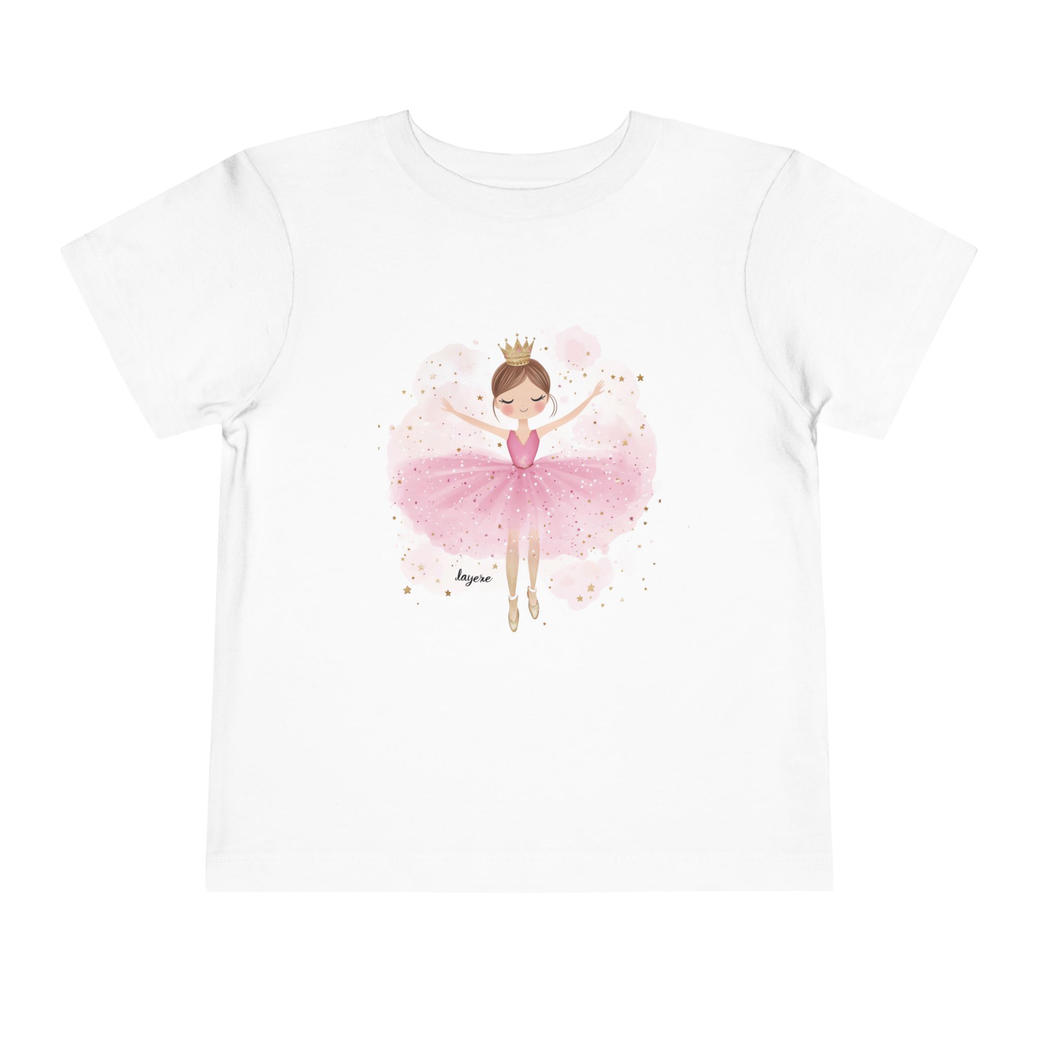 Toddler T-Shirt Ballerina in Pink with Princess Crown Design - Image 5