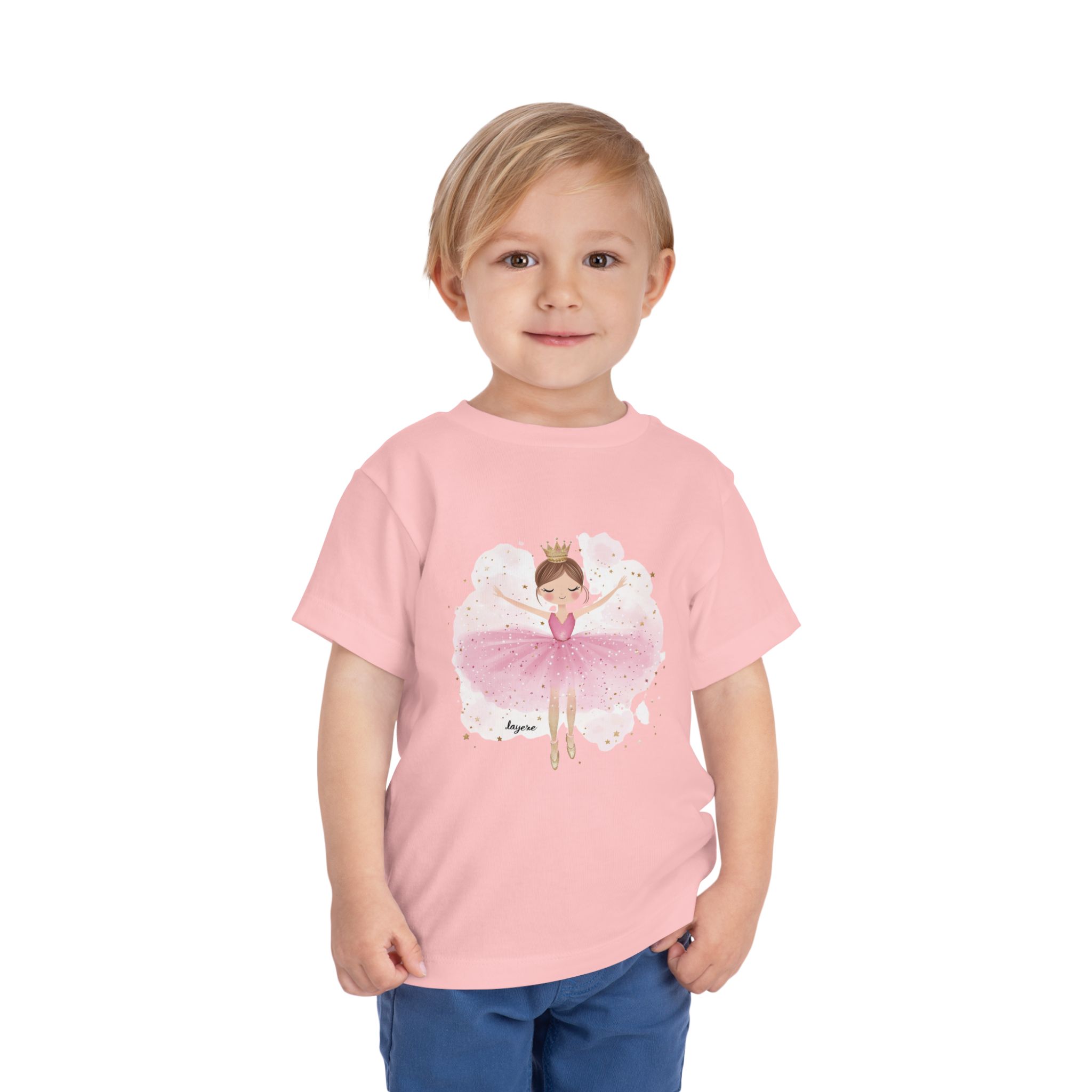 Toddler T-Shirt Ballerina in Pink with Princess Crown Design - Image 11