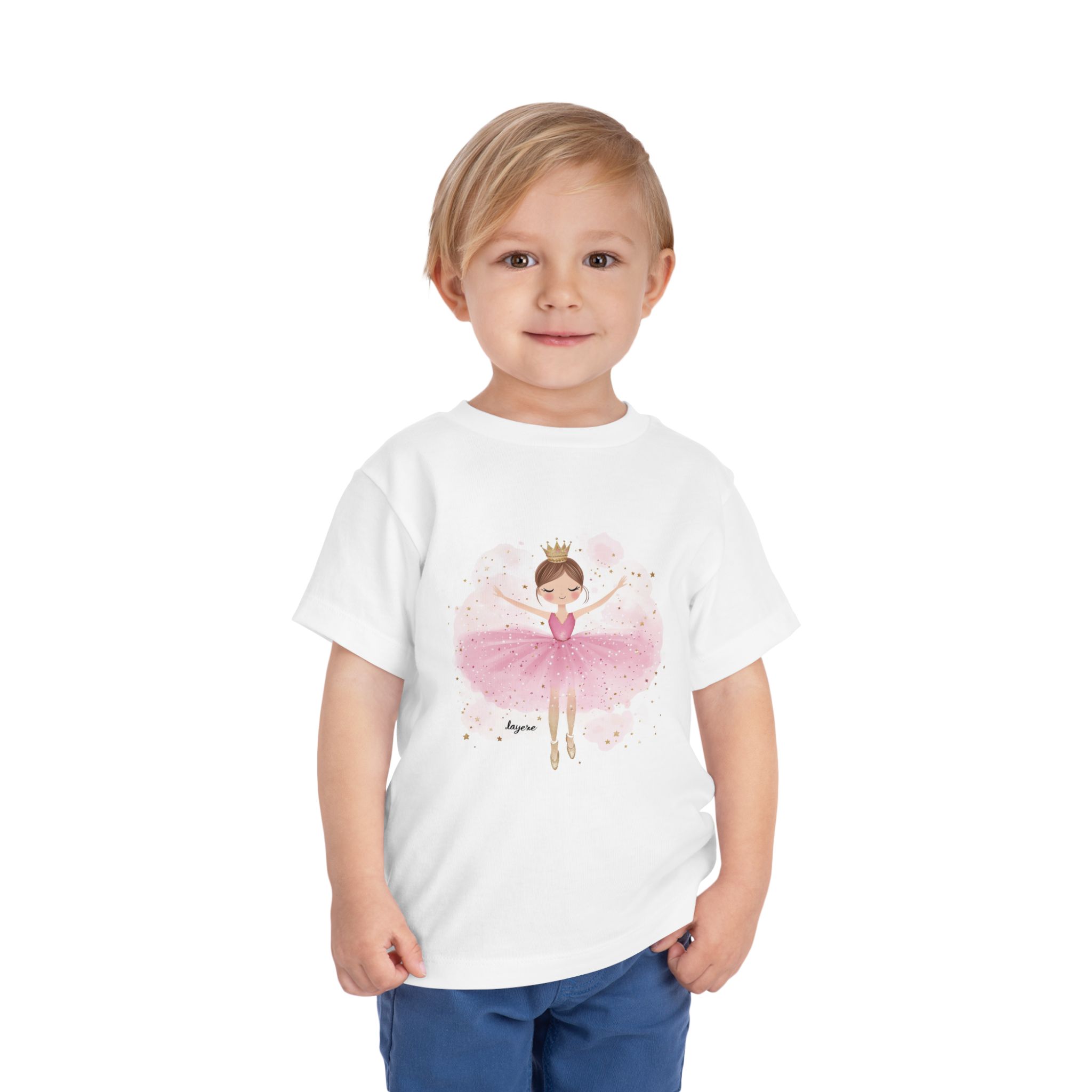 Toddler T-Shirt Ballerina in Pink with Princess Crown Design - Image 7