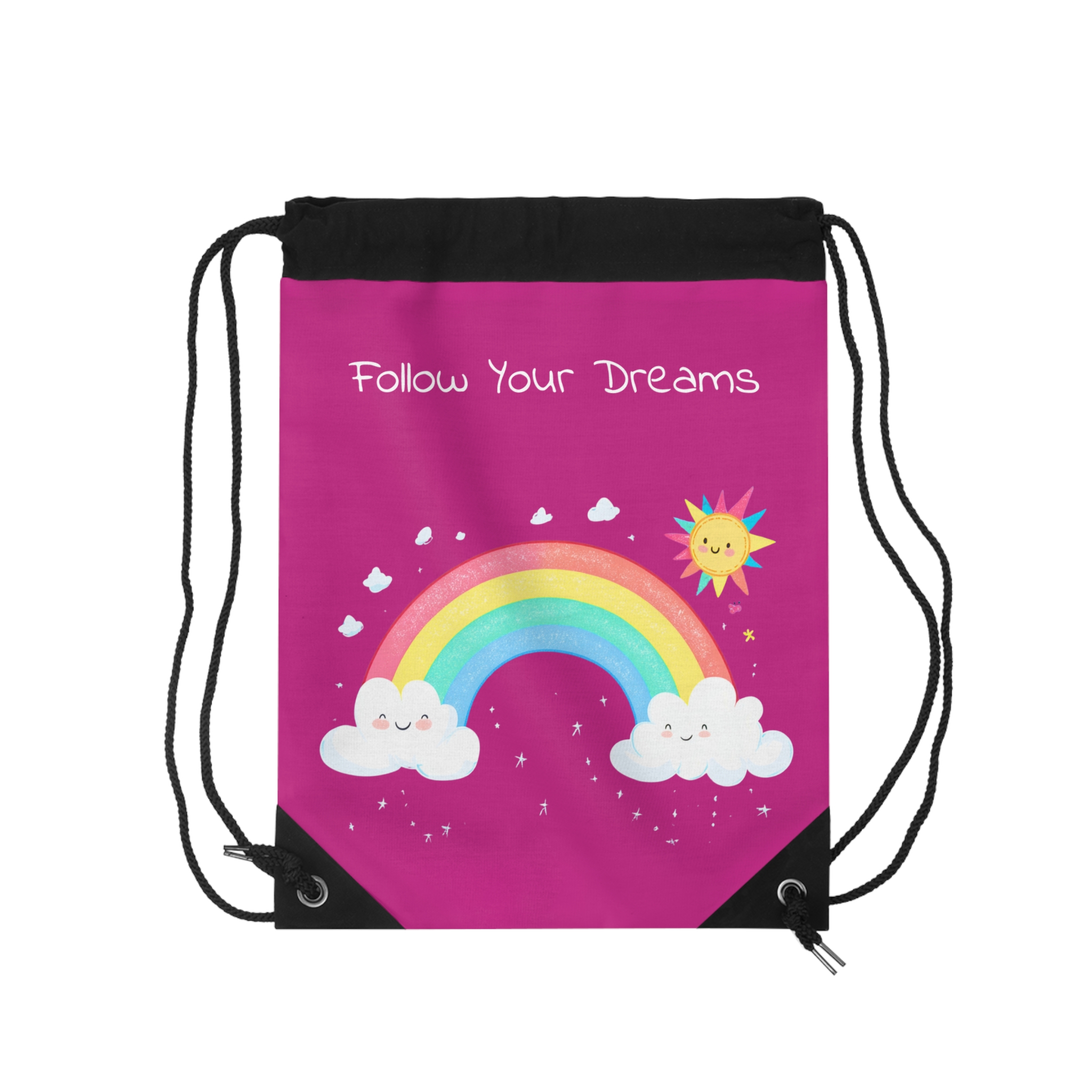 Rainbow Drawstring Bag - Follow Your Dreams Design - Image 2